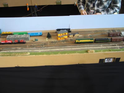 The east end of Pottstown Yard, showing the ladder track. The tracks at the front with the lighter-colored ballast are the main line tracks.