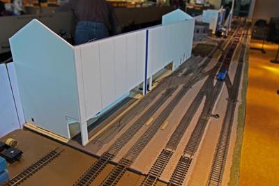 The roughing mill building mocked-up in foam core board. This allows changes to be made in the structure plan before the final structure is completed.