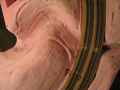 The scenic corner module under construction.