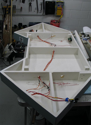 Overall view of module bottom, showing wiring and framing.