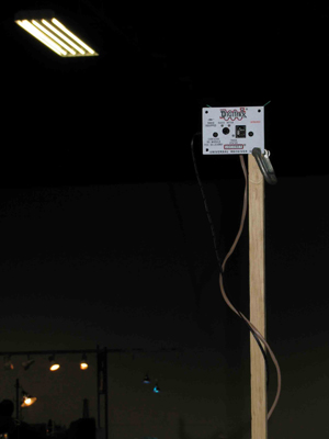 The UR-91 radio receiver allows us to run trains by radio control.  We only need to plug in the throttles when selecting a locomotive.  Then, we can walk around with the train or stand outside the rope line and talk to people.  January 2009.