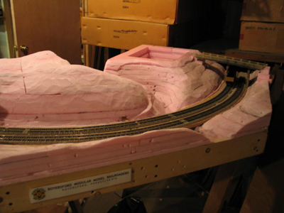 Carved foam scenery in progress